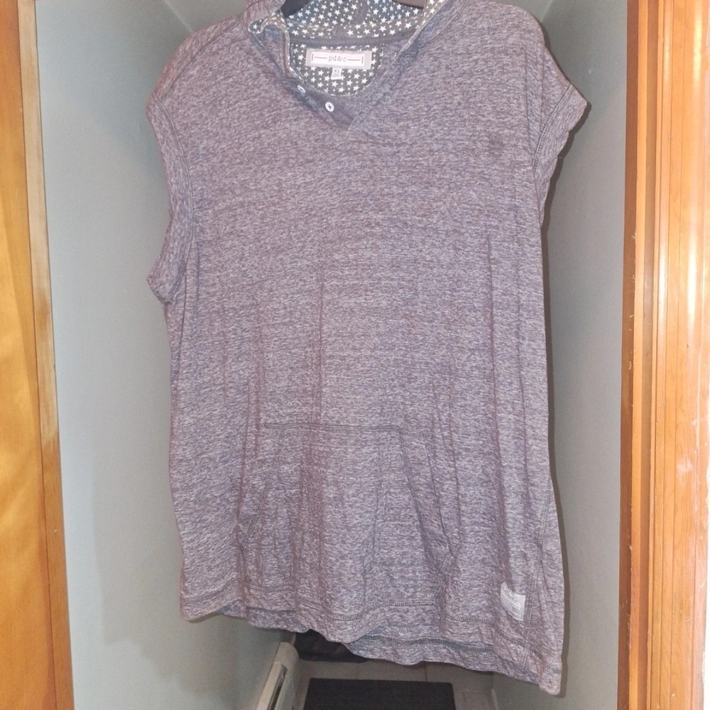 PD&C Heathered Mauve Short-Sleeve Hooded Tunic